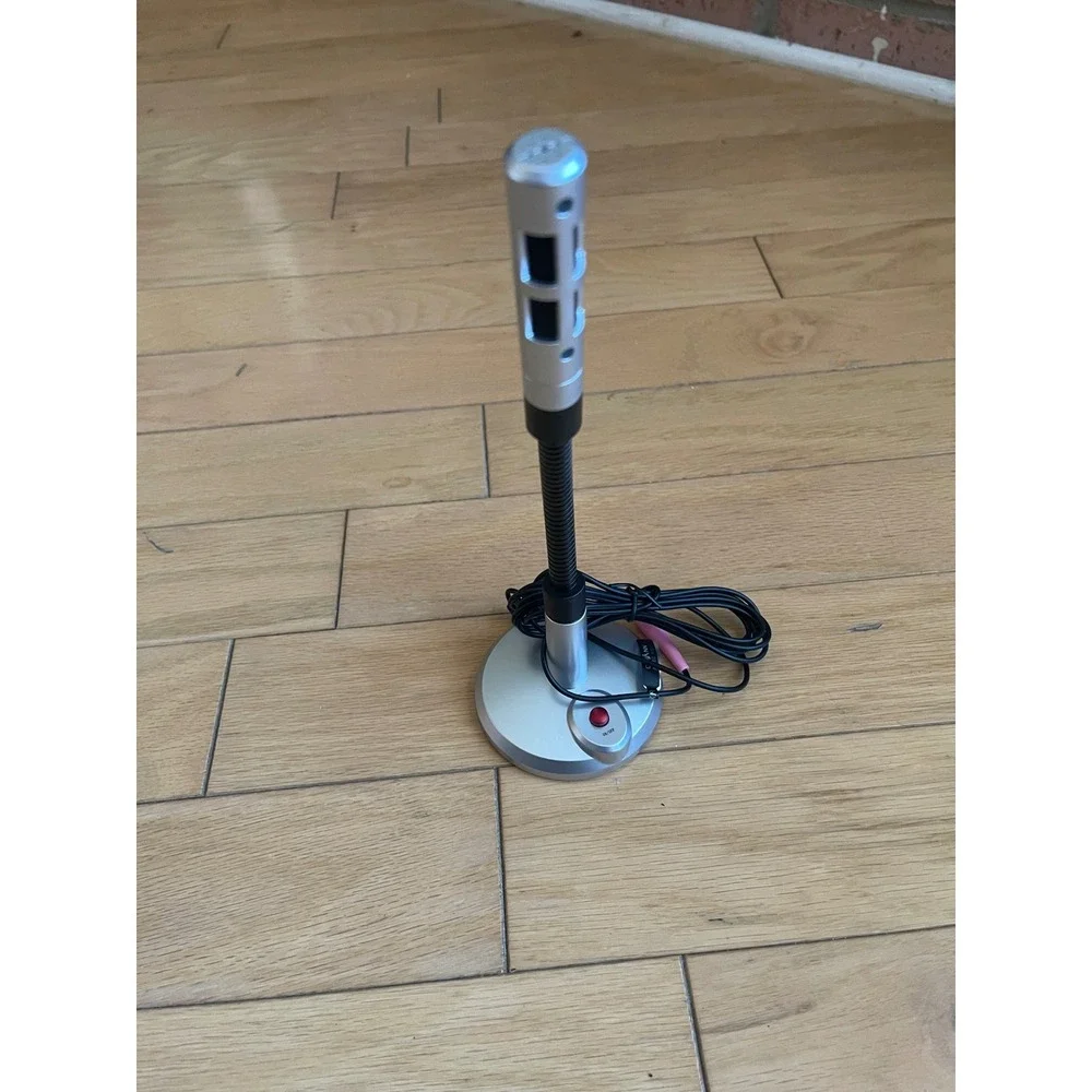 Ovann OV-M369 Desktop PC Condenser Microphone 3.5mm Flexible Gooseneck Silver